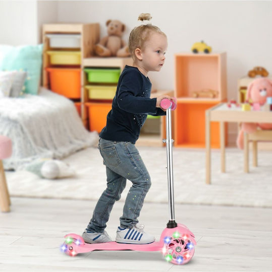 MalPlay Patin pentru copii cu 3 roți cu iluminare LED pentru 3+ ani Roz