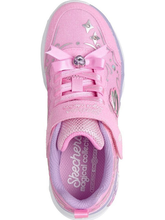 Kids Sneakers with Hook & Loop Closure & Lights Pink