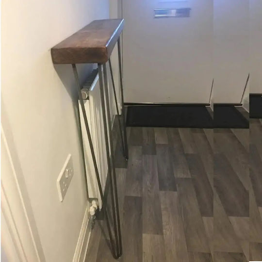 Consolă din Lemn Masiv și Metal Maro M130xL20xÎ85cm