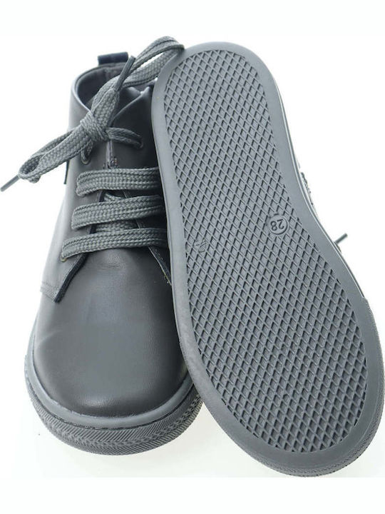 Leather Kids Ankle Boots with Laces Grey
