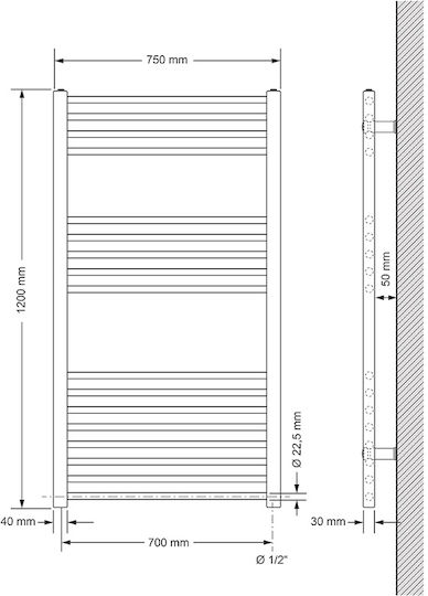 LuxeBath Sahara Elektrische Handtuchheizkörper 1200W 120x75cm Graue