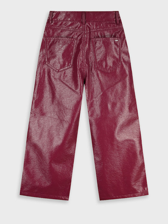 Kids Leather Burgundy Trouser