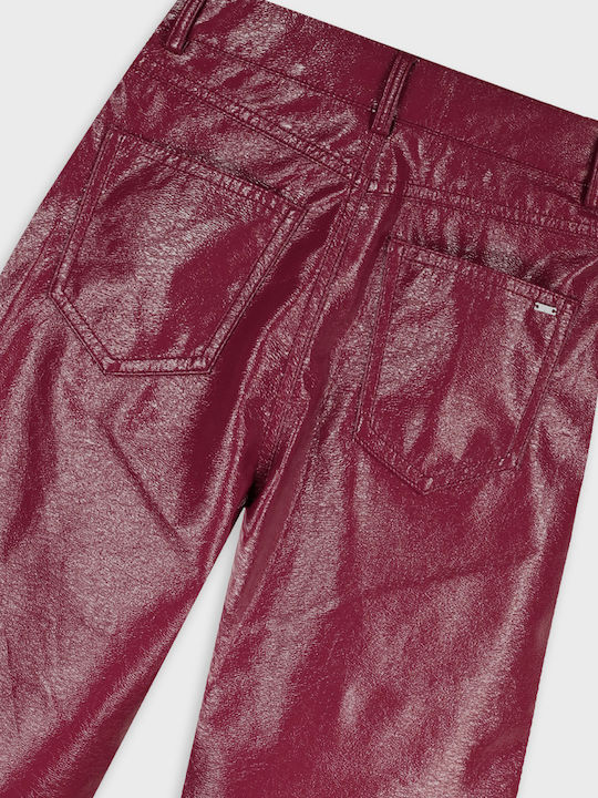 Kids Leather Burgundy Trouser