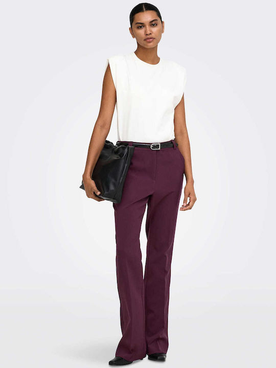 Hw Hw Women's High-Rise Fabric Flared Trousers in a Slim Fit Winetasting