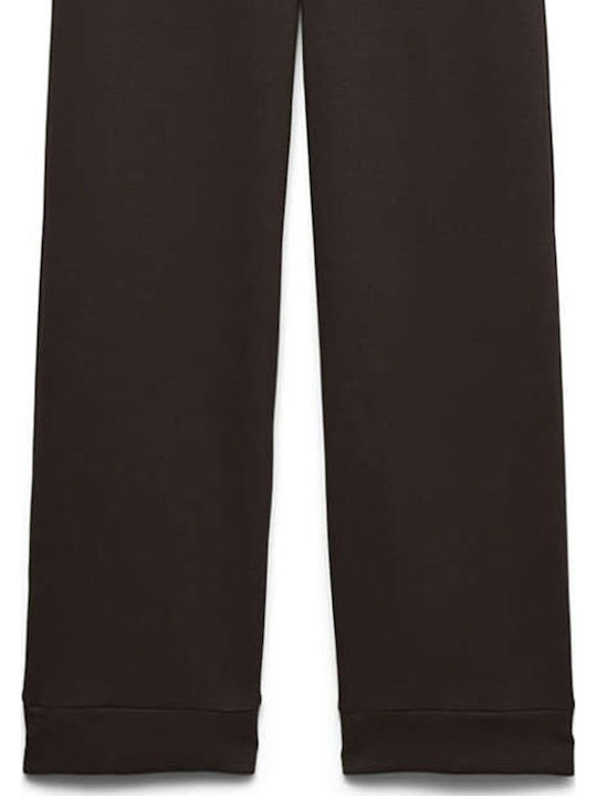 Damen Stoffhose in Breit Bein Stil Schokoladen Torte Braun