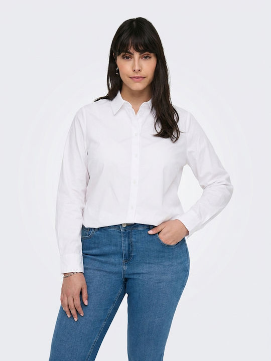 Langärmeliges Damen Denim Hemd Weiß