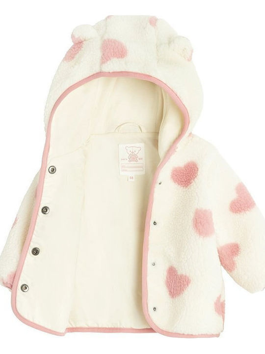 Cardigan Pentru Copii Fleece Cu Glugă Alb