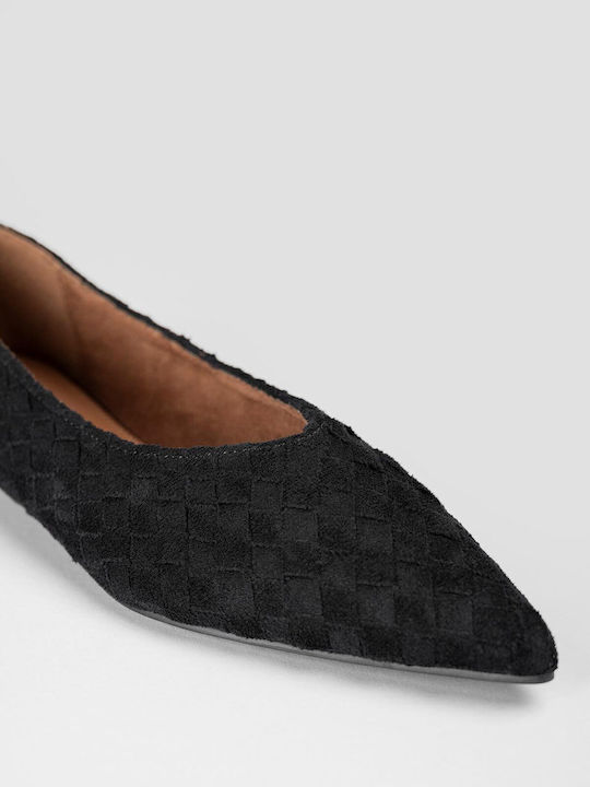 Wildleder Damen Ballerinas Spitz zulaufend Schwarze