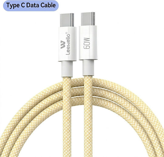 Leewello Geflochtenes USB Typ-C Kabel männlich - USB-C 60W PD 1m 6901777832075-Gelb