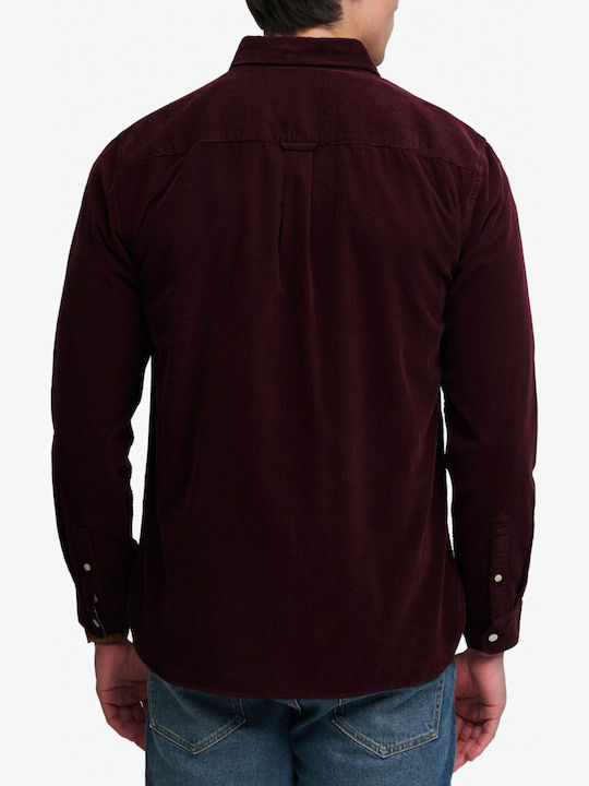 Classic Long Sleeve Corduroy Shirt in Regular Fit Burgundy