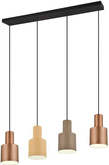 Trio Lighting Hängelampe Schwarz Schiene für 4 Lampen E27 87x12x150cm.