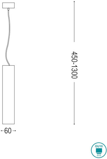 Ideal Lux Sky Κρεμαστό Φωτιστικό Μαύρο με Ντουί GU10 6x6x30εκ.