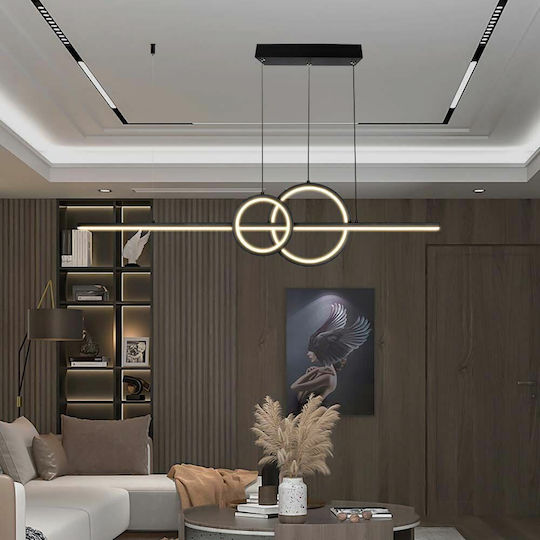 V-TAC Designer Κρεμαστό Φωτιστικό Μαύρο LED με Φυσικό Λευκό Φως Ράγα 91.5x21.5εκ.