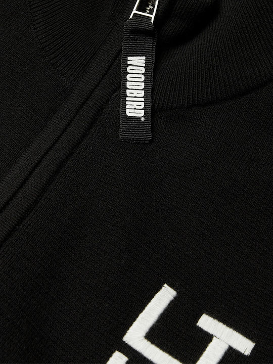 Lange Gestrickte Damen Strickjacke mit Reissverschluss Schwarz 2635-806-Schwarz
