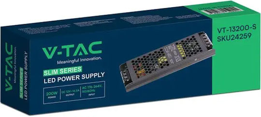 V-TAC Dimmable LED Power Supply IP20 Power 200W with Output Voltage 12V