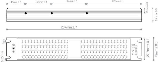 Baris Light LED Захранване Ip20 12v 250w Triac & 0/1-10v Затъмняващ Се 295x59x29mm W6011001-007
