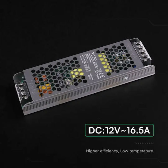 V-TAC Dimmable LED Power Supply IP20 Power 200W with Output Voltage 12V