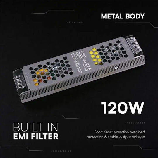V-TAC Затъмняващо LED Захранване IP20 Мощност 120W с Изходно Напрежение 24V