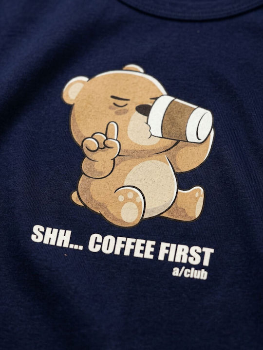 Nina Club Coffee First Мъжка Пижама 100% Памучна Синя Nc27750-61-синя
