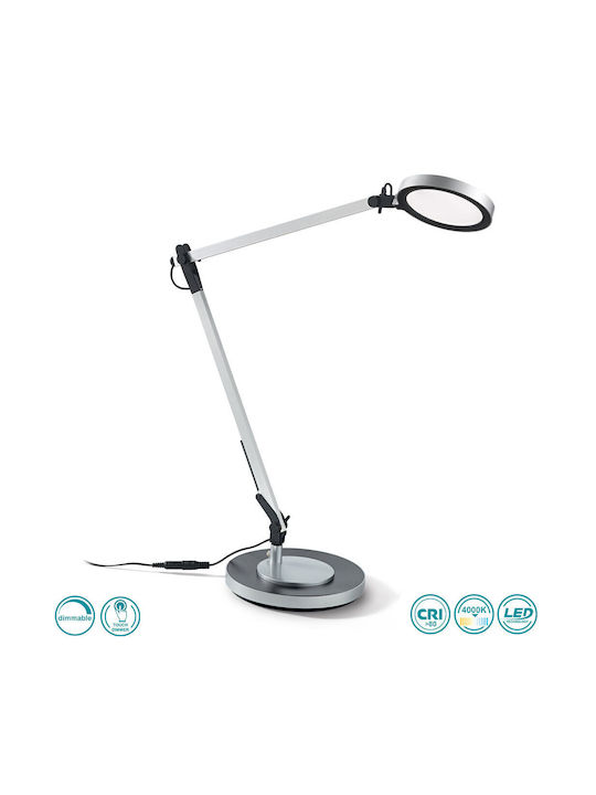 Ideal Lux Futura Aluminium LED Office Lamp with Foldable Arm in Silver Color