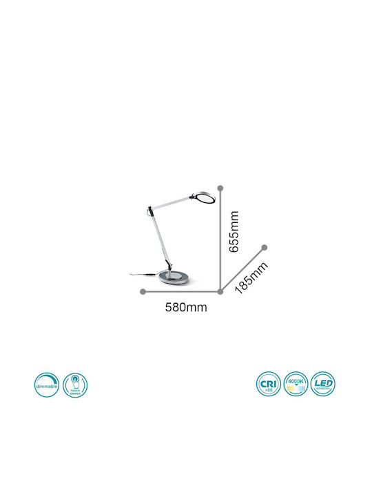 Ideal Lux Futura Aluminium LED Office Lamp with Foldable Arm in Silver Color