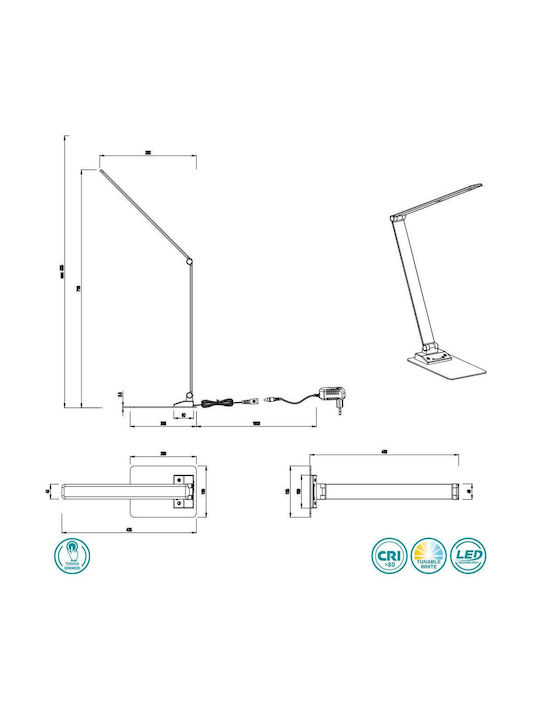 Trio Lighting LED Φωτιστικό Γραφείου Αναδιπλούμενο σε Λευκό Χρώμα