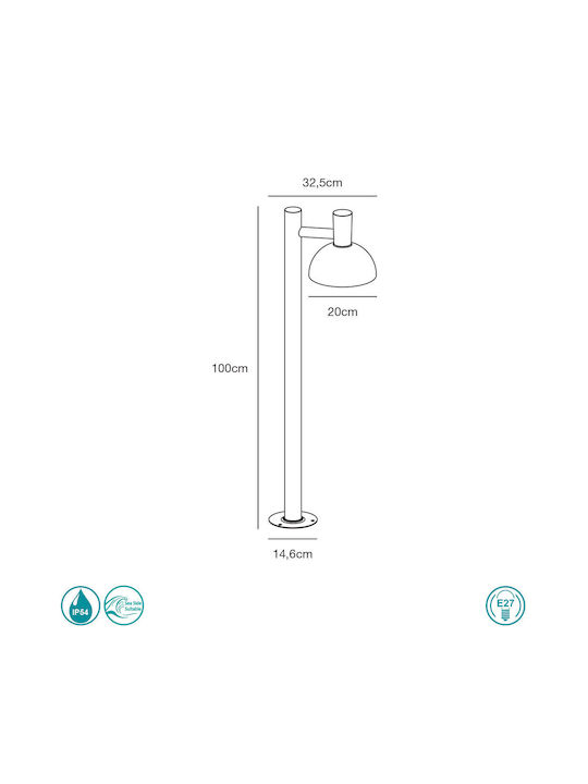 Nordlux Arki Outdoor Floor Lamp Small Post IP54 for E27 Silver