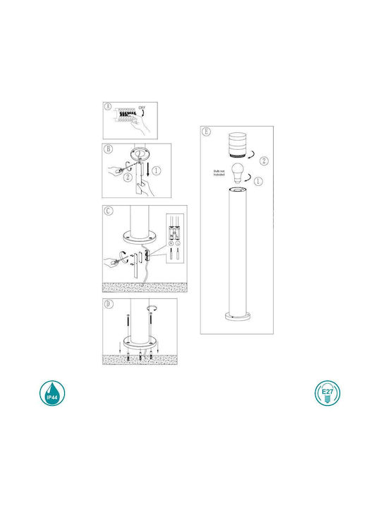 Nordlux Birk Outdoor Floor Lamp Small Post IP54 for E27 Socket Black
