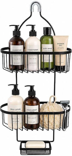 Wall Mounted Bathroom Shelf Metallic 59x28x59cm Black