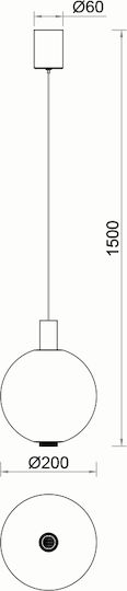 Sun Light Κρεμαστό Φωτιστικό Μαύρο LED 80x180x180εκ.
