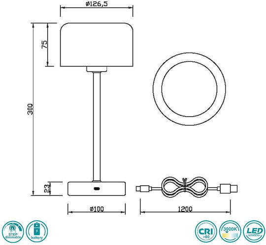 Trio Lighting Μεταλλικό Πορτατίφ LED με Καφέ Καπέλο και Βάση