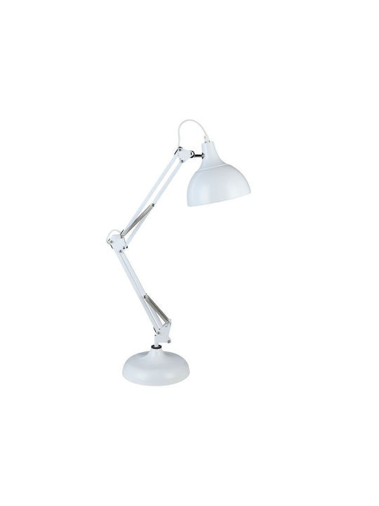 Eglo Borgillio Office Lamp with Foldable Arm for Socket E27 in White Color