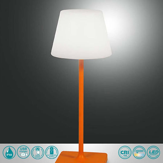 La Mia Luce Adam Metal Table Lamp LED with White Shade and Orange Base