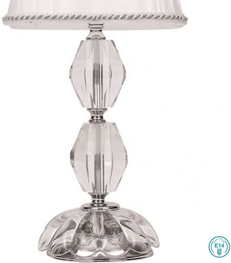 Luce Della Vite Crystal Table Lamp for Socket E14 with White Shade and Silver Base