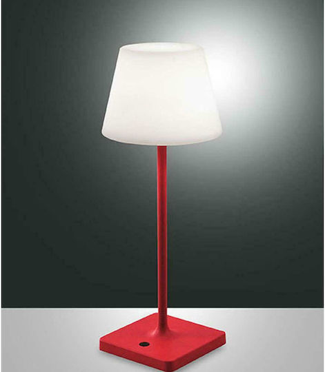 La Mia Luce Adam Metall Tischlampe LED mit Weiß Schirm und Rot Basis