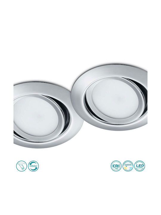 Trio Lighting Rila Τετράγωνο Μεταλλικό Χωνευτό Σποτ Ασημί 3τμχ