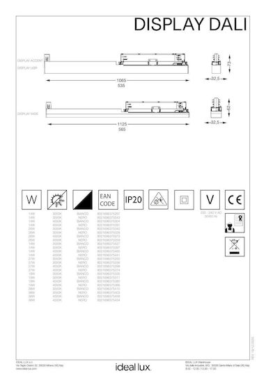 Ideal Lux LED Kommerzielle Lineare Beleuchtung Decke Warmes Weiß