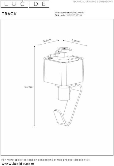 Lucide Lightning Montagebasis für Leuchten Schwarz 09957/01/30