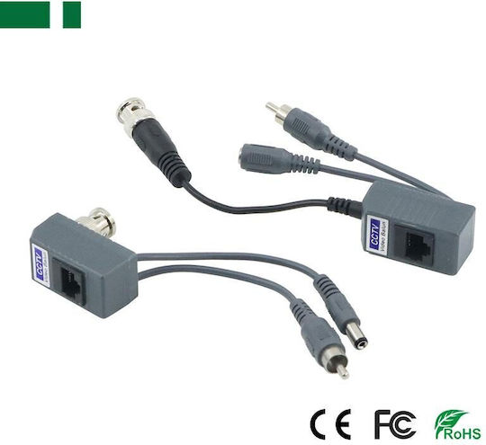 Anga Video-Balun für CCTV-Systeme Paar Passiv mit männlichem BNC-Kabel & Kabel mit DC-Buchse zu RJ45 CPB-H206PA