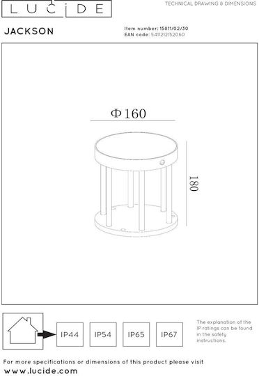 Lucide Lightning Jackson Solar Light 100lm Warm White 3000K with Motion Sensor IP54