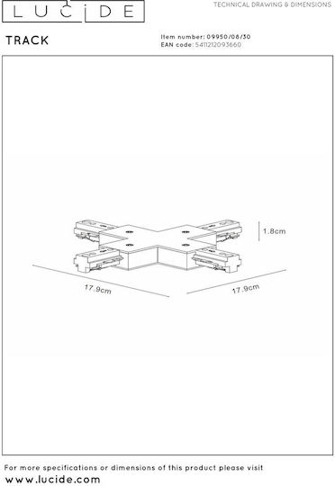 Lucide Track X-Verbinder 1-Phasen-Schienensystem Schwarz Verlängerung 09950 08 30