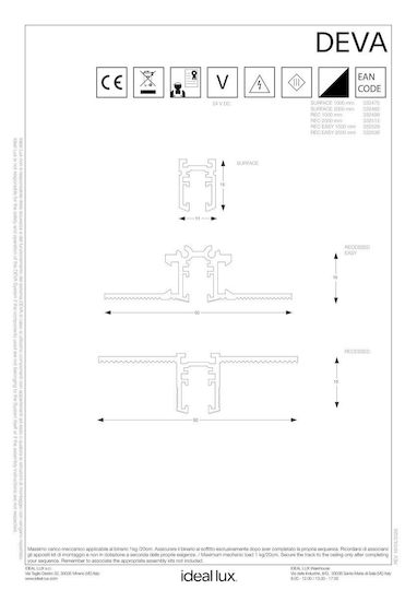 Ideal Lux LED Линейно Осветително Тяло За Таван 14W Неутрално Бяло