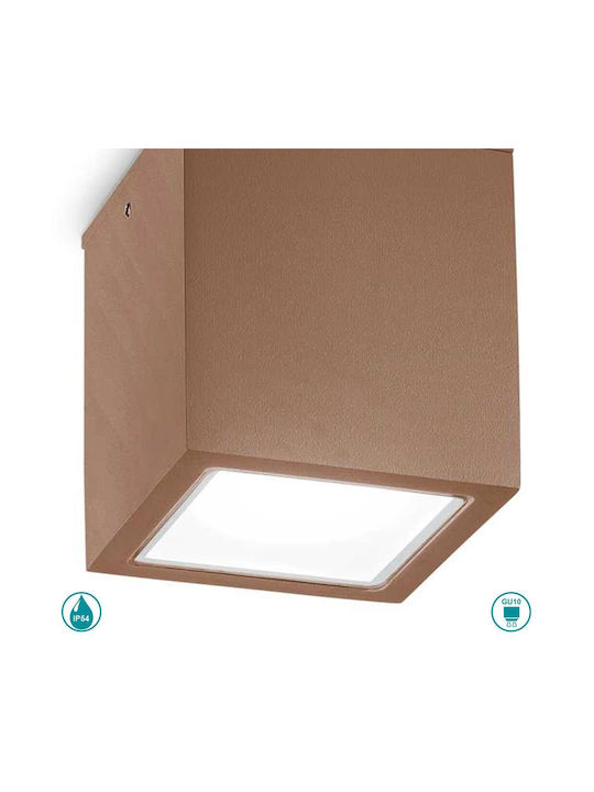 Ideal Lux Techo Плафониера за Външен Таван GU10 в Кафяв Цвят 251592