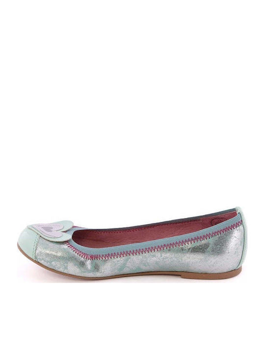 Kids Ballerinas with Hook & Loop Closure Patent Leather Light Blue