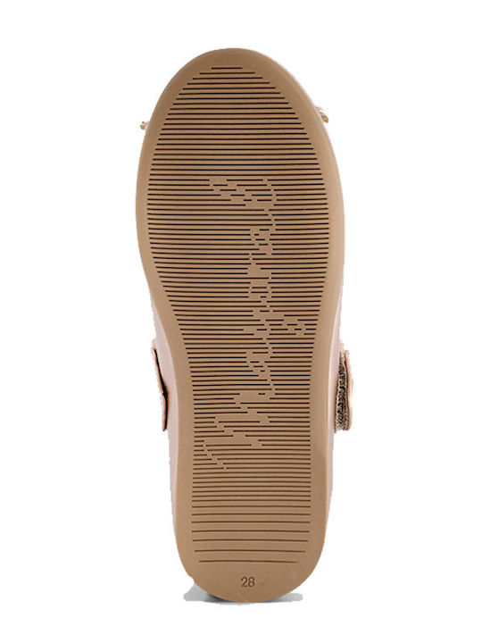 Kids Ballerinas with Hoop & Loop Closure Leather Pink
