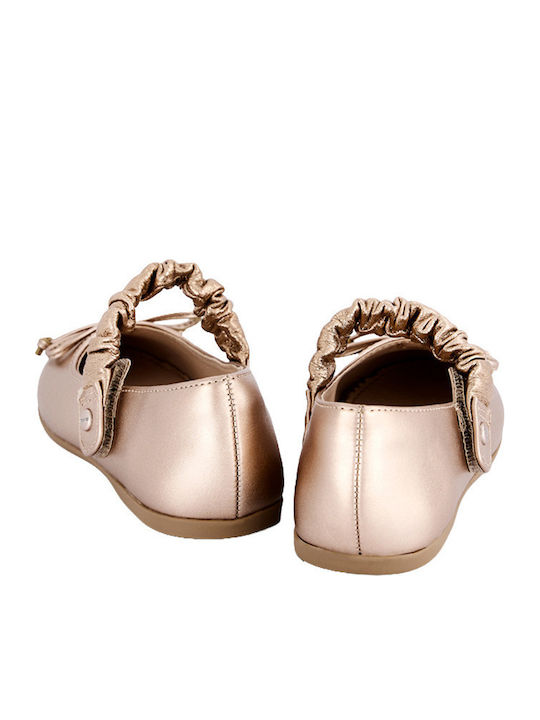 Kids Ballerinas with Hoop & Loop Closure Leather Pink