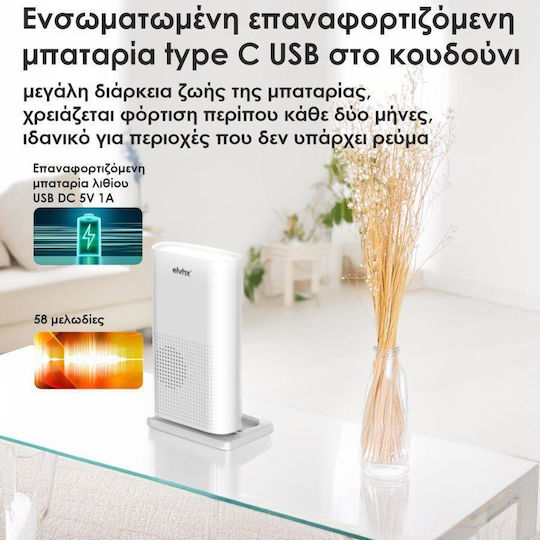 Elvhx Ασύρματο Κουδούνι Πόρτας