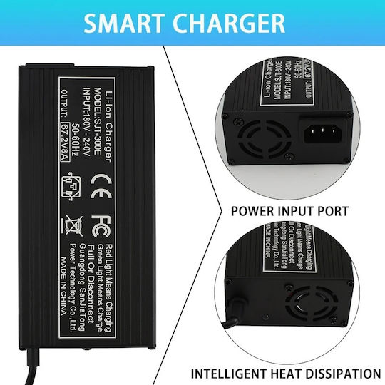 Γρήγορος Fastcharger Φορτιστής 67,2v 8a Μπαταρίες Ιόντων Λιθίου 60 Volt