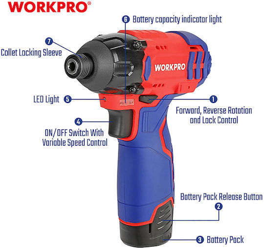 WorkPro WP461605 Отвертка На Батерия Solo Безчетков 12V