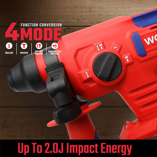 WorkPro Meißelhammer Batterie Brushless 20V 2x4Ah mit Aufnahme SDS Plus WP390301
